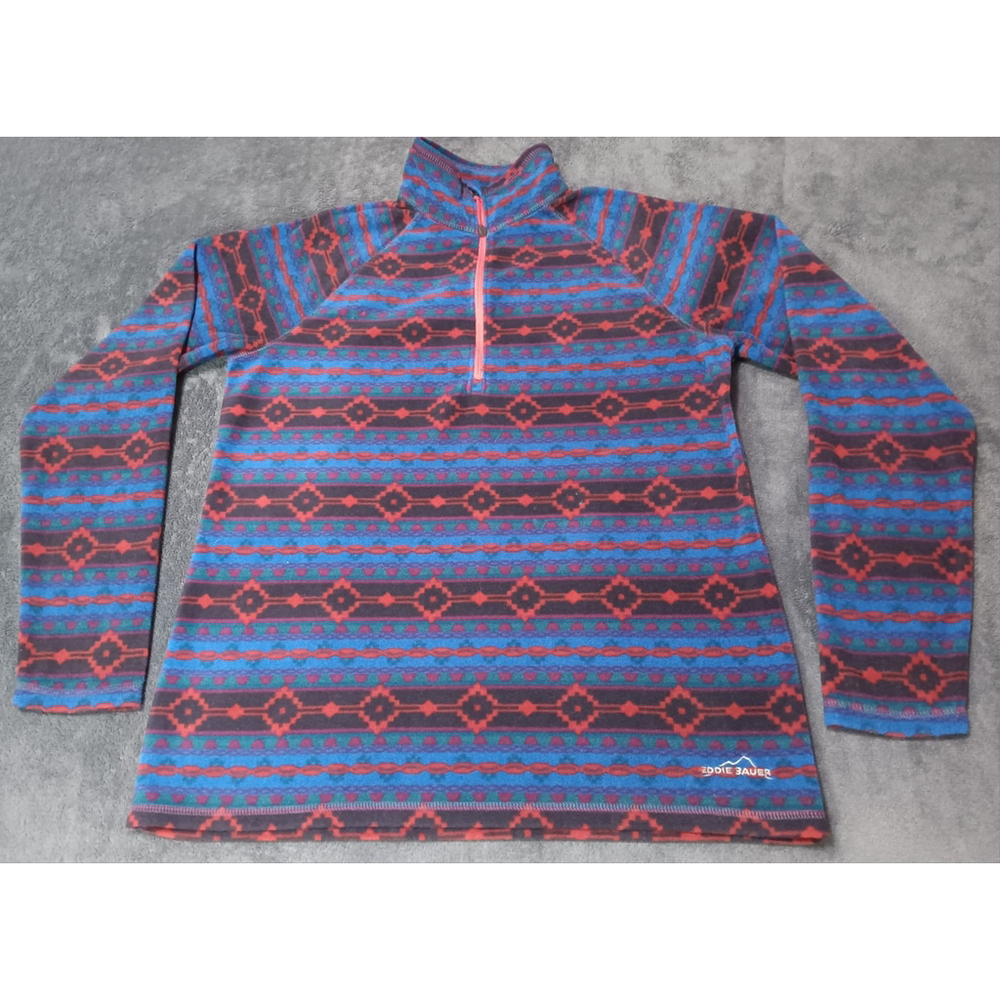 Eddie Bauer Women's Large 1/2 Zip Pullover Fleece Sweatshirt Aztec Tribal - Picture 7 of 12